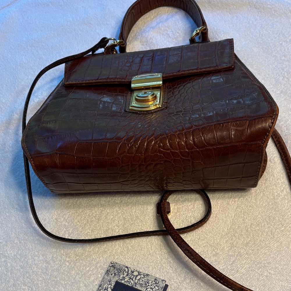 Vintage Francesco Biasia Brown Crocodile-Embossed Crossbody Bag - Picture 2 of 15